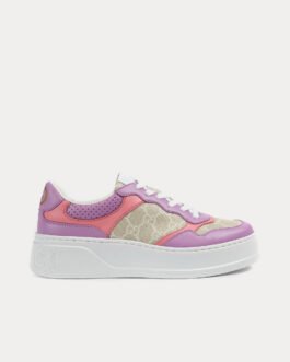 Baskets basses Gucci GG Supreme en toile rose/violet