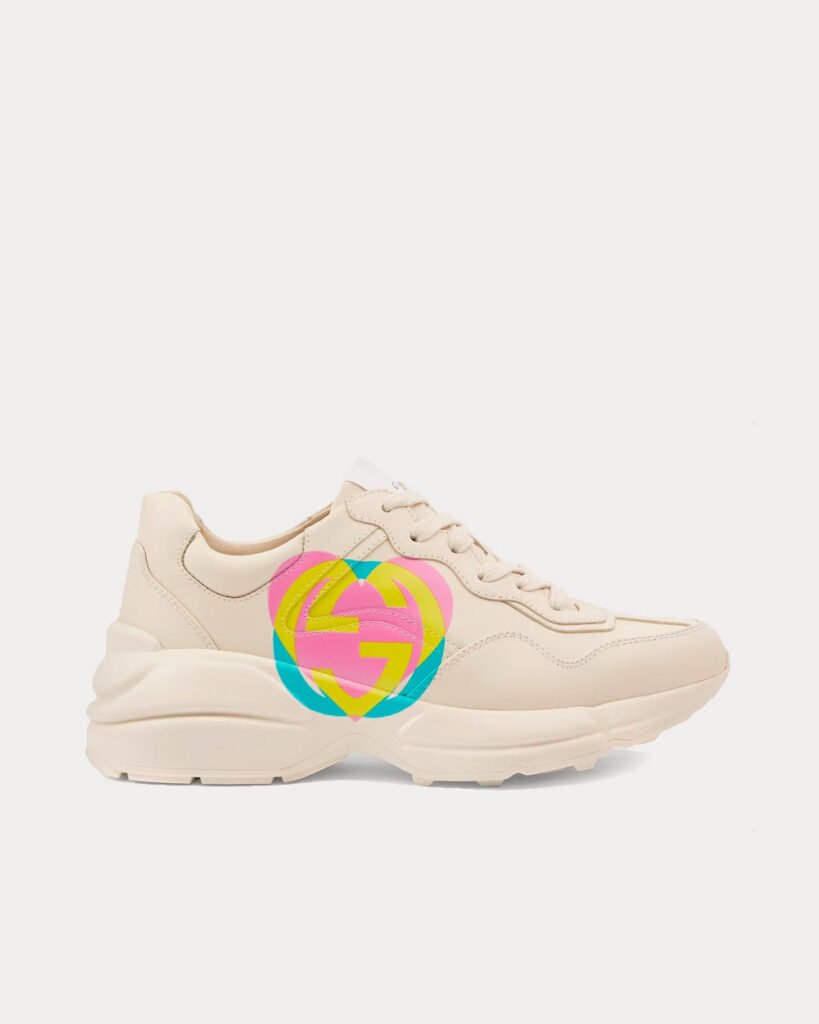 Baskets basses Gucci Rhyton Heart ivoire