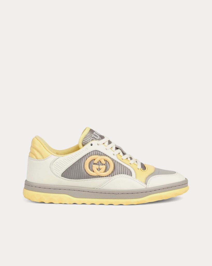 Baskets basses Gucci MAC80 en cuir blanc cassé/jaune