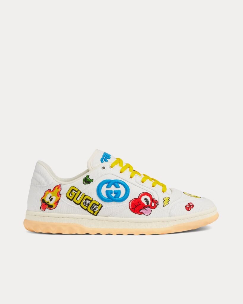 Baskets basses en cuir blanc cassé Gucci x Hattie Stewart MAC80