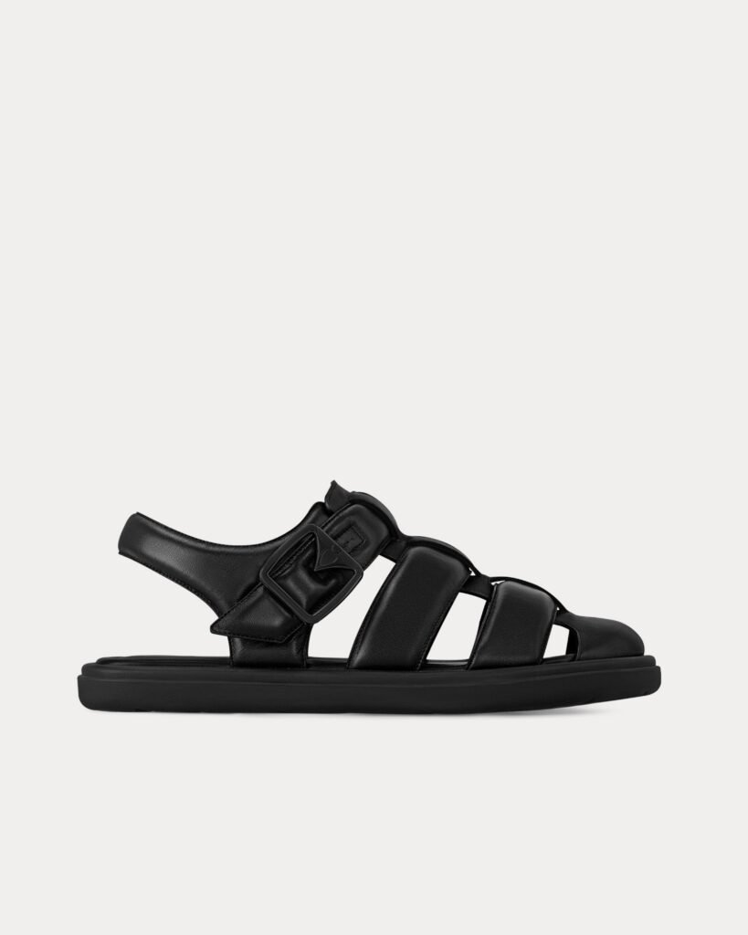 Confort supérieur Sandales LV Venice cuir noir boucles Monogram