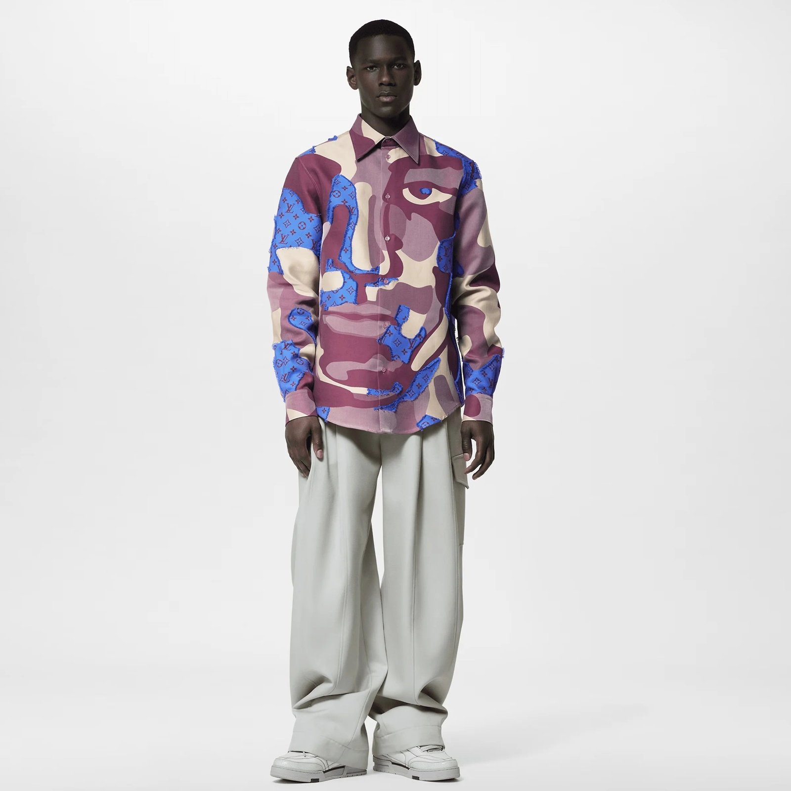 LOUIS VUITTON || Surchemise en fil coupé de coton imprimé / VIOLET