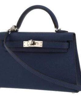Sac bandoulière Hermès Kelly 20 cm en cuir epsom bleu-marine