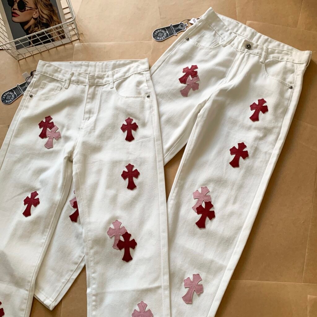 Jean Chrome Hearts décor croix appliquées