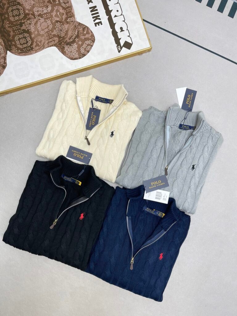 Pull col roulé Polo Ralph Lauren Homme | Maille torsadée élégante | Noir hiver 2025