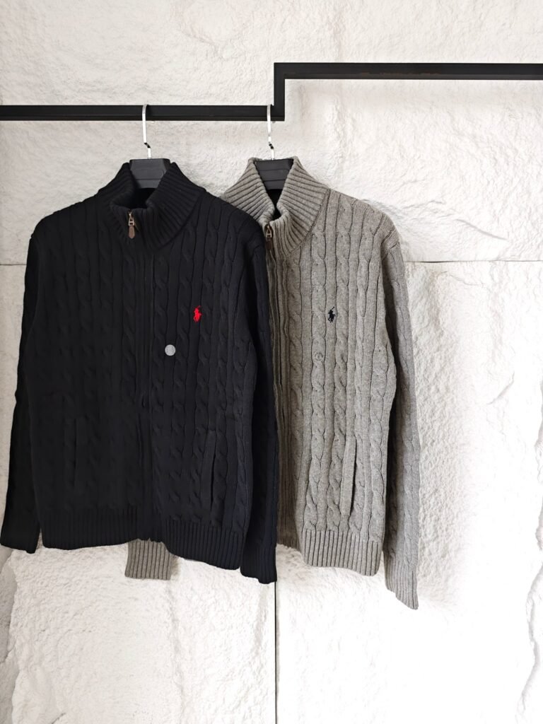 Polo Ralph Lauren – Gilet torsadé zippé à col montant – Homme