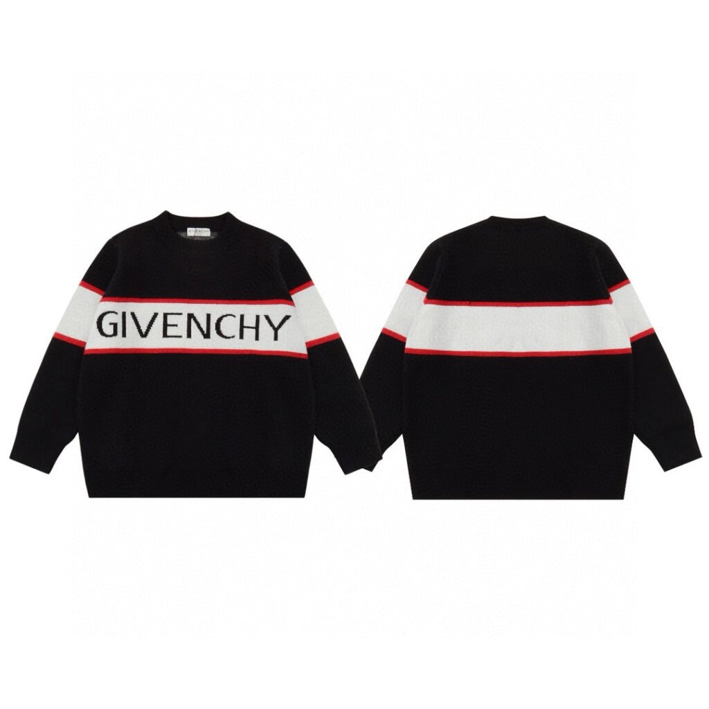Pull en laine noir à bande logo contrastée Givenchy – Unisexe