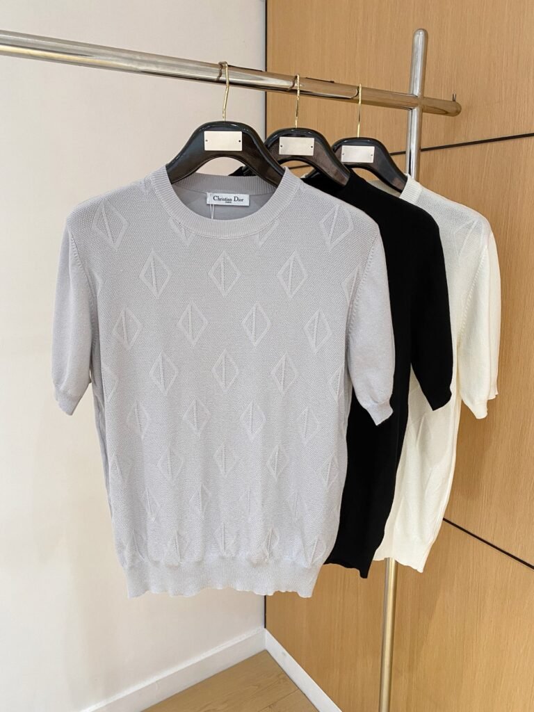 Pull maille Dior homme/femme – T-shirt manches courtes en tricot de luxe