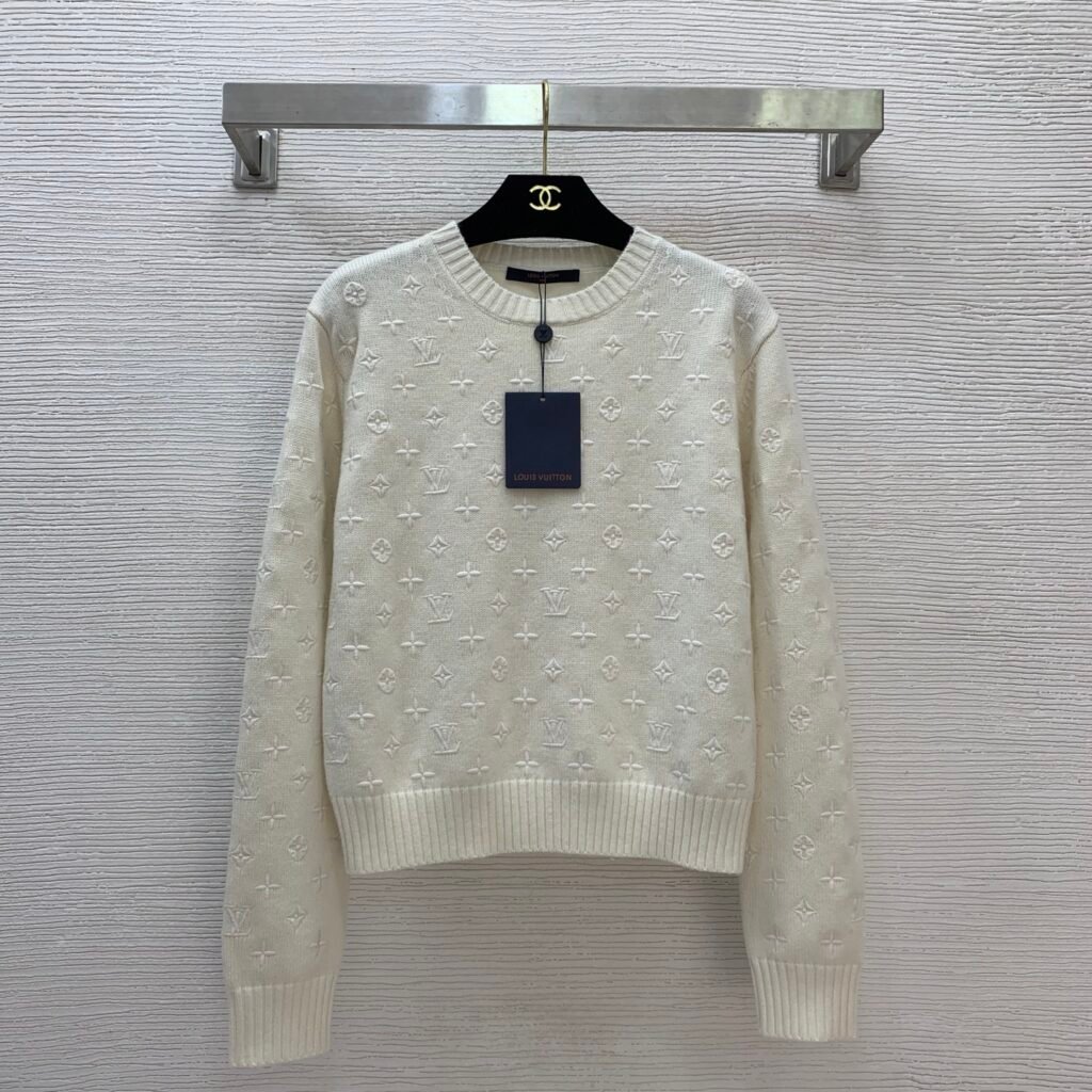 Pull Louis Vuitton à motif monogramme en maille fine