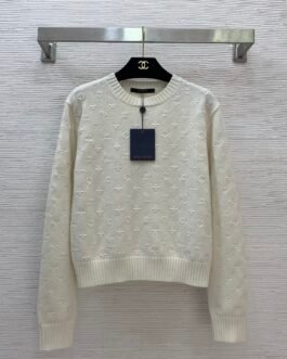 Pull Louis Vuitton à motif monogramme en maille fine