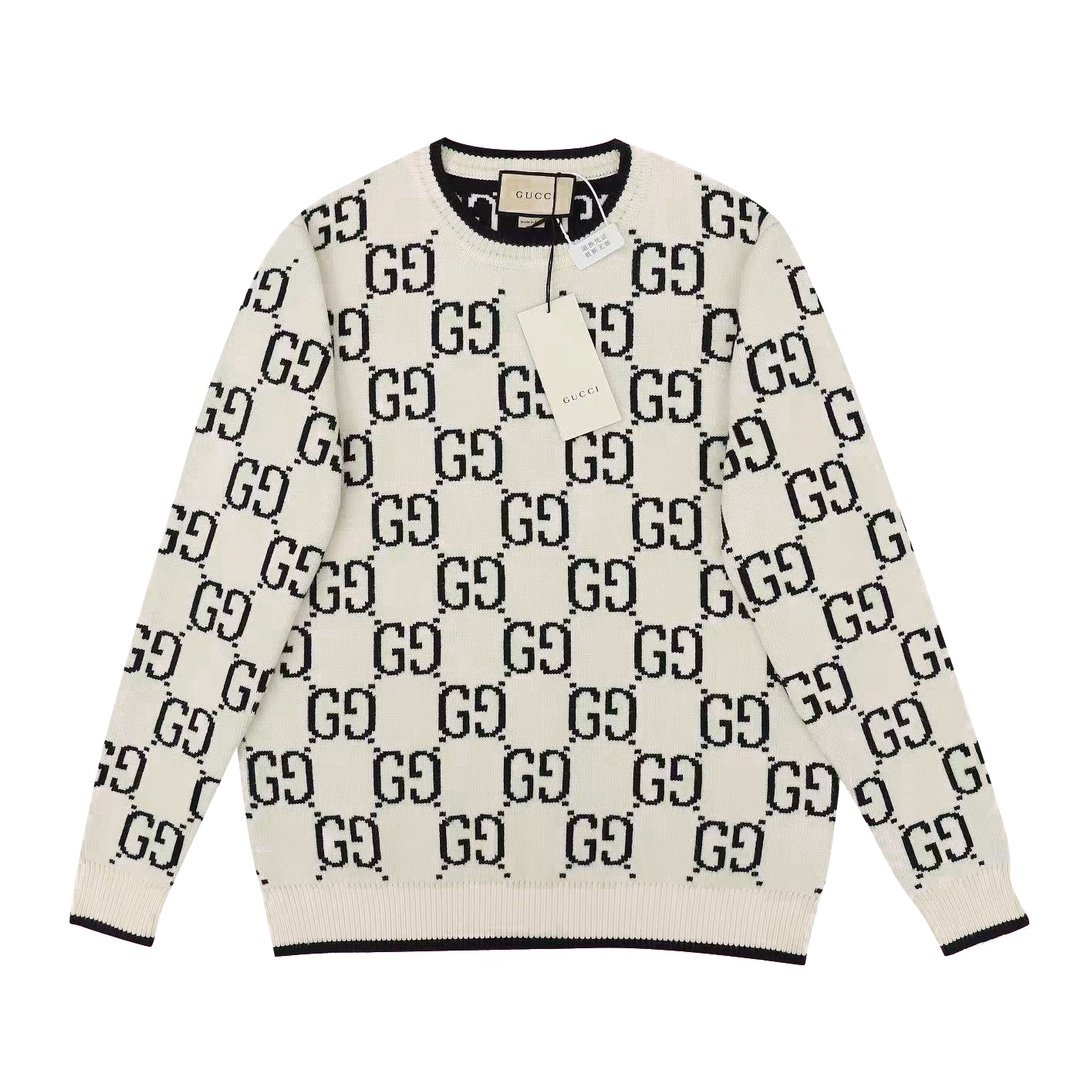 Pull Gucci motif GG – Maille signature – Blanc ou Noir – Image 2