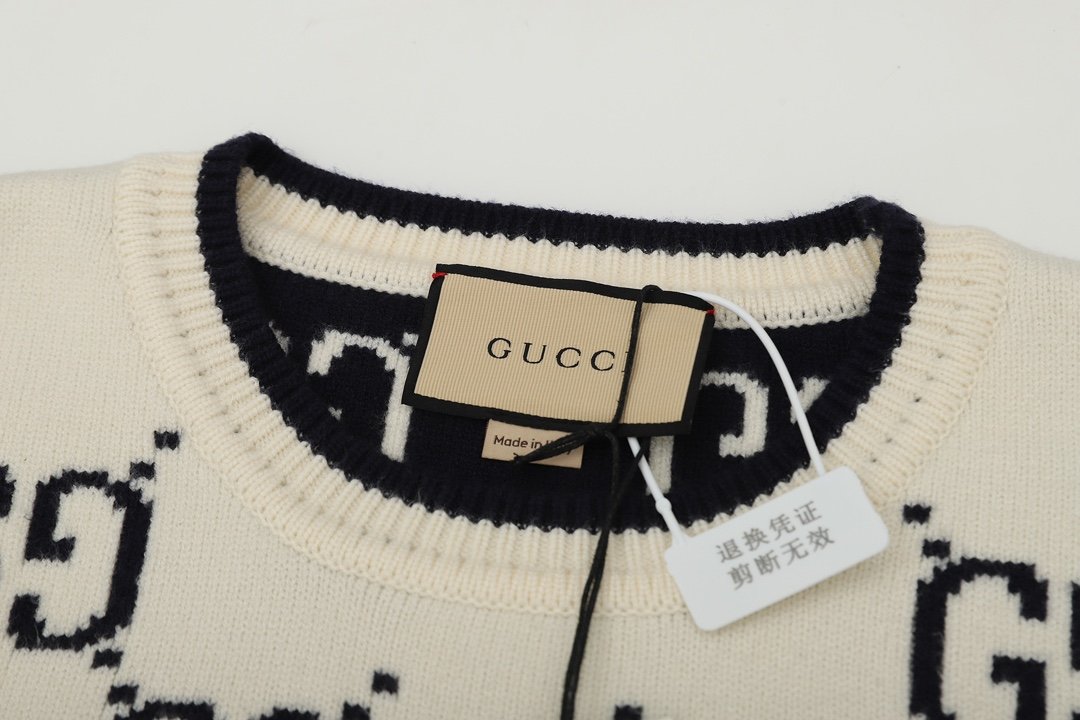 Pull Gucci motif GG – Maille signature – Blanc ou Noir – Image 4