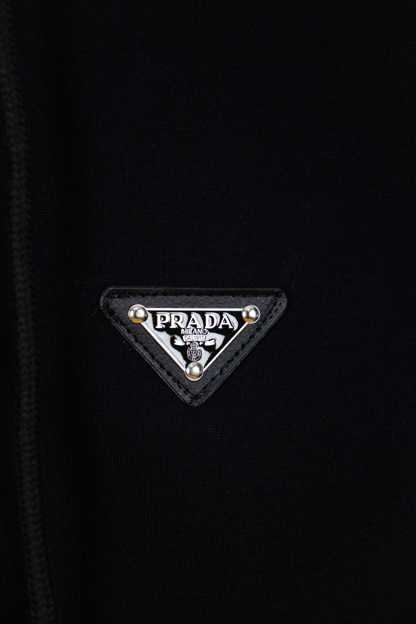 Gilet à capuche zippé noir logo triangulaire – Prada – Image 7