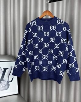 Pull Gucci Logo Brodé Gris Unisexe – Collection Luxe