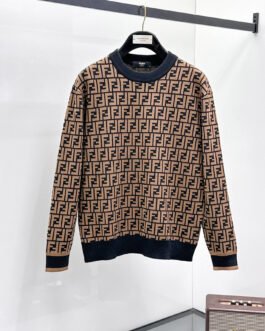 Pull Fendi Monogram FF Intarsia – Marron & Blanc