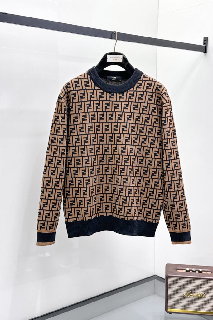 Pull Fendi Monogram FF Intarsia – Marron & Blanc