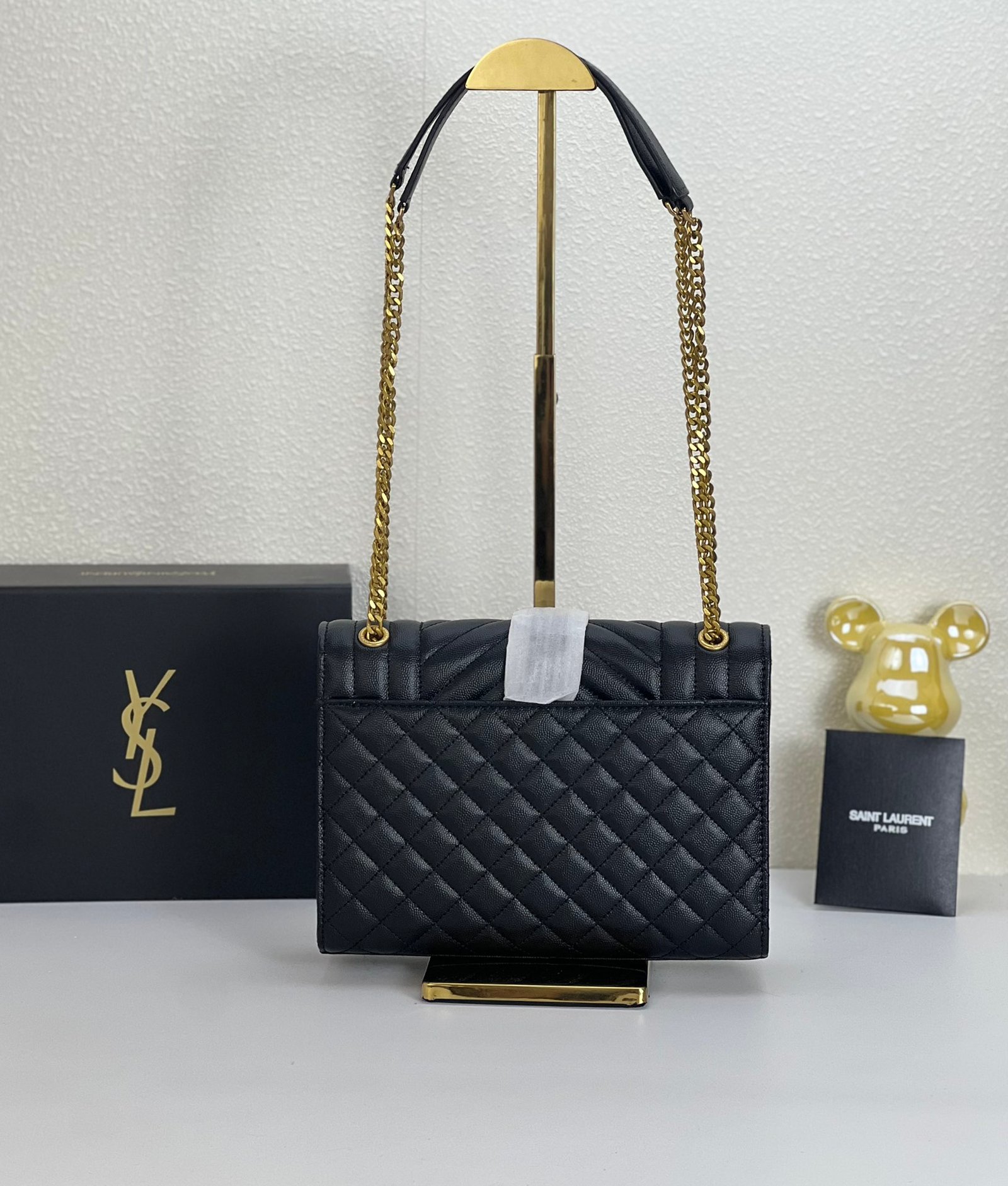 Sac Saint Laurent en cuir matelassé YSL doré – Image 2