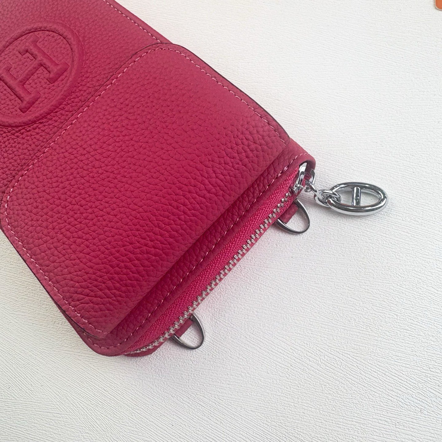 Sac portefeuille Hermes compact avec porte-téléphone en cuir élégant – Image 6