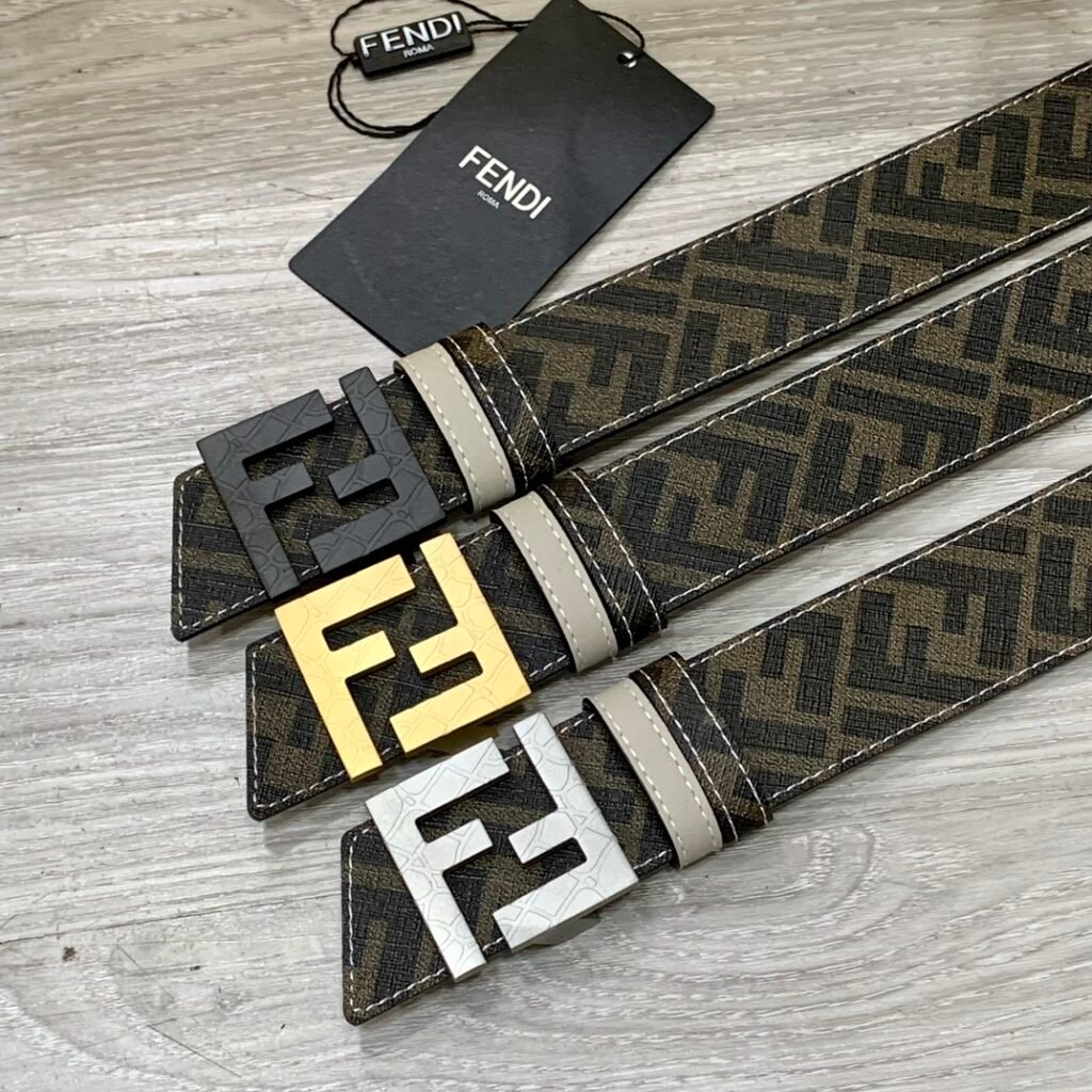 Ceinture Fendi Noire Argenté et Doré – Élégance et Style Sophistiqué