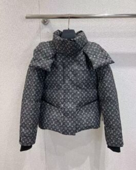 Doudoune courte Louis Vuitton à motif monogram anthracite