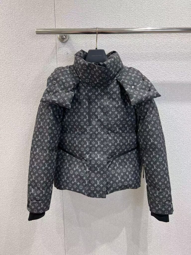 Doudoune courte Louis Vuitton à motif monogram anthracite