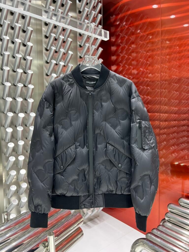 Doudoune Dolce & Gabbana Bomber Matelassé Logo Embossé Noir