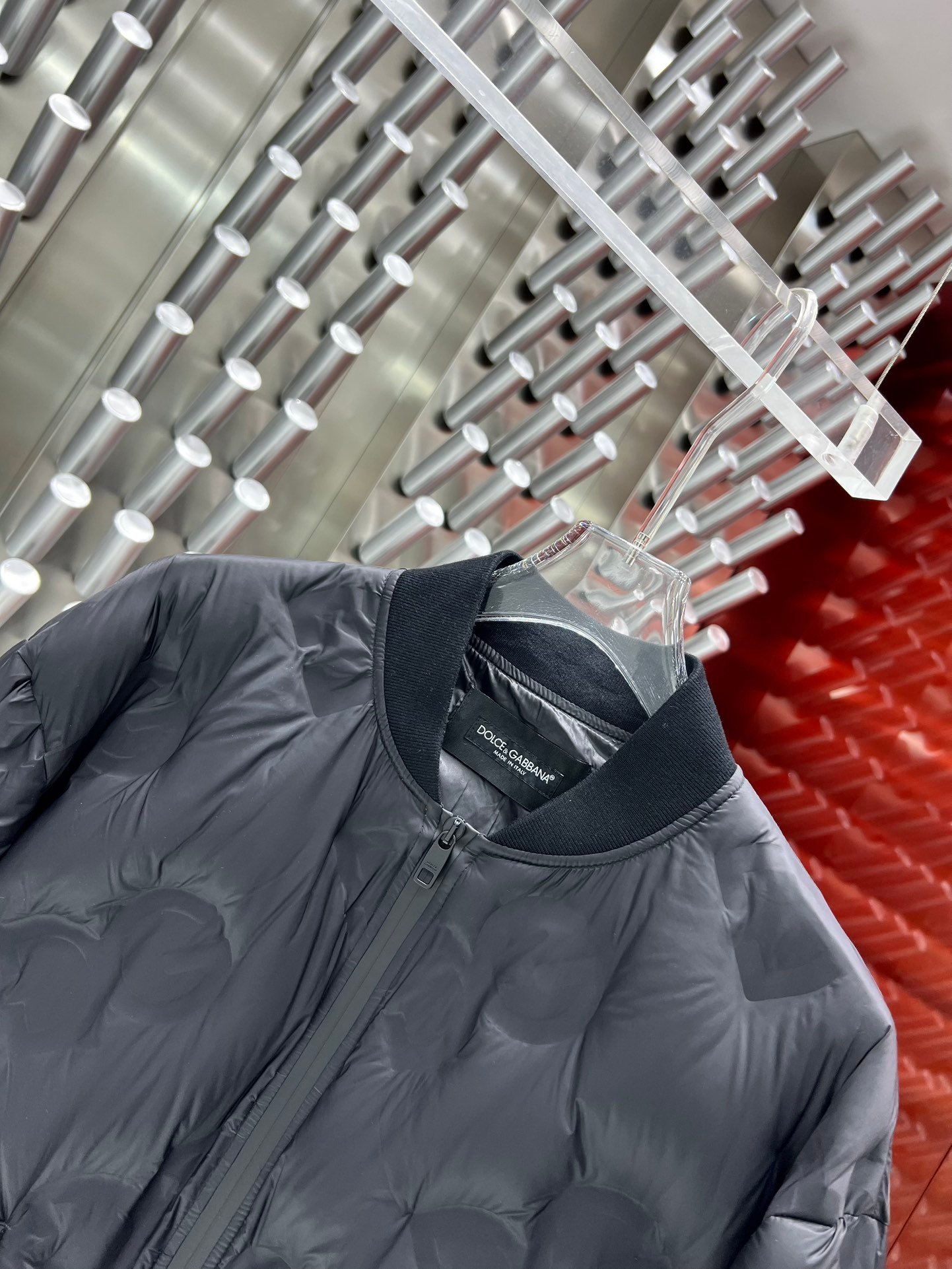 Doudoune Dolce & Gabbana Bomber Matelassé Logo Embossé Noir – Image 2