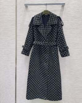 Manteau Trench Gucci monogramme GG noir – ceinture