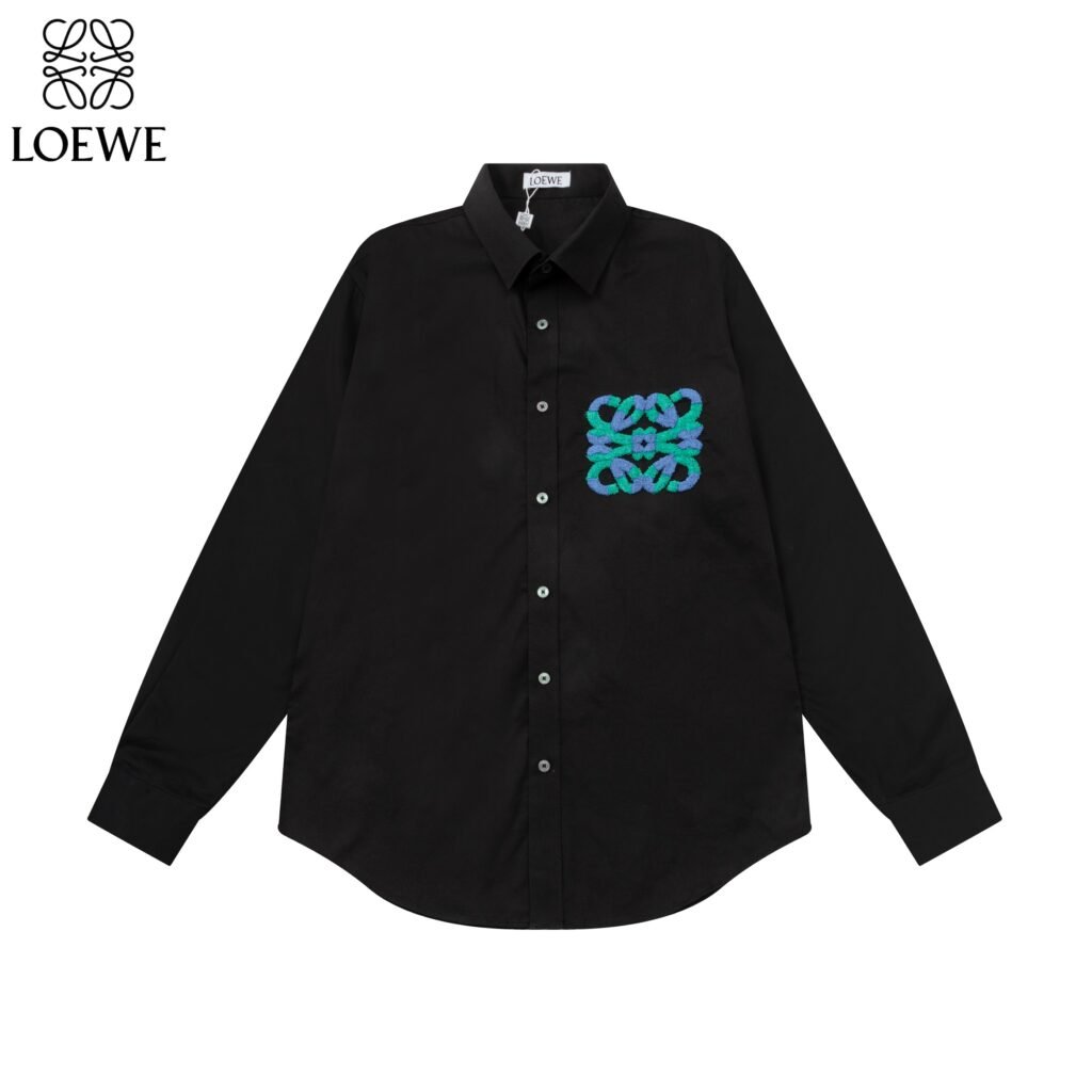 Chemise Loewe noire broderie multicolore