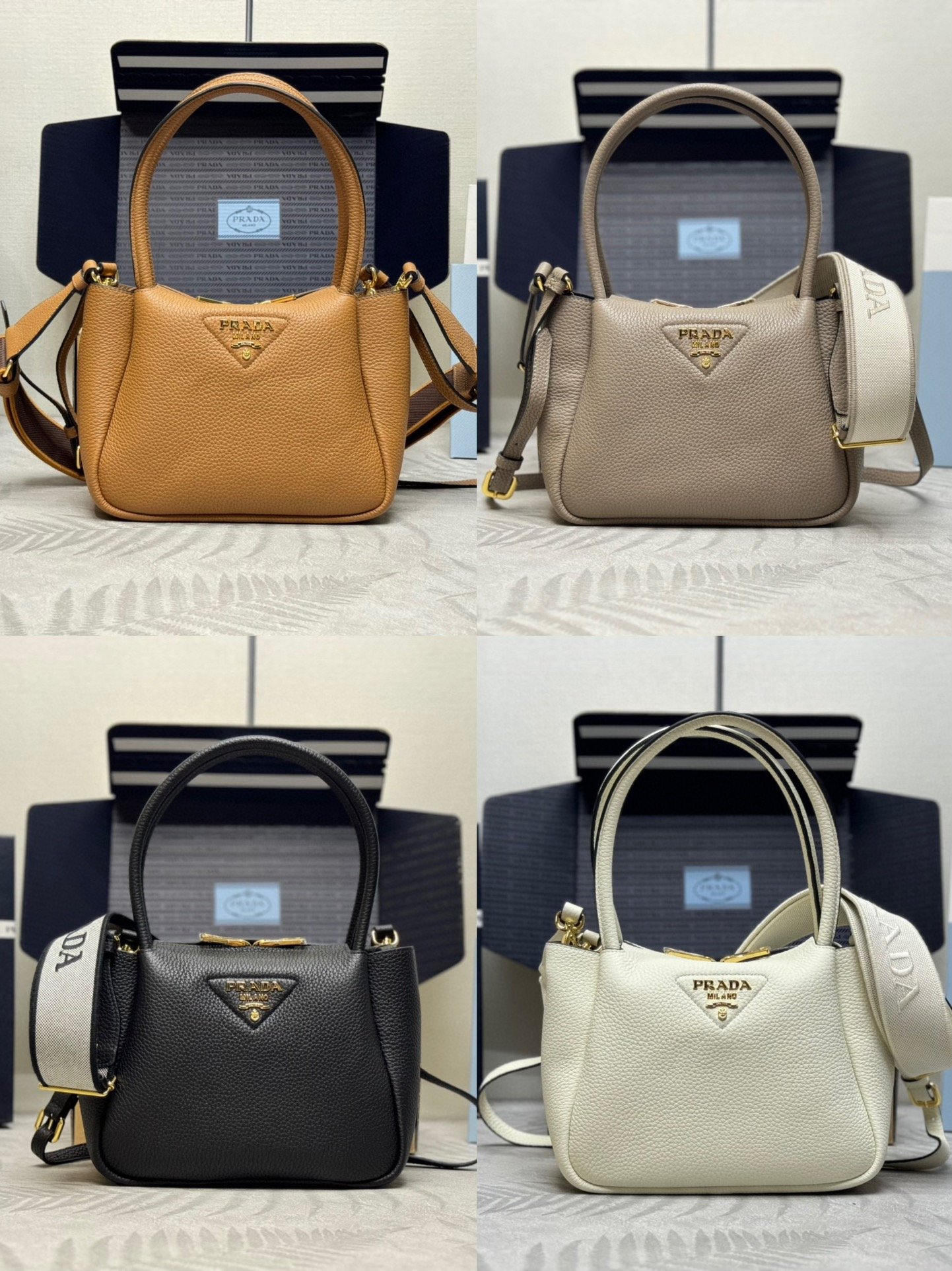 Sac Prada en cuir grainé – Style iconique avec bandoulière amovible