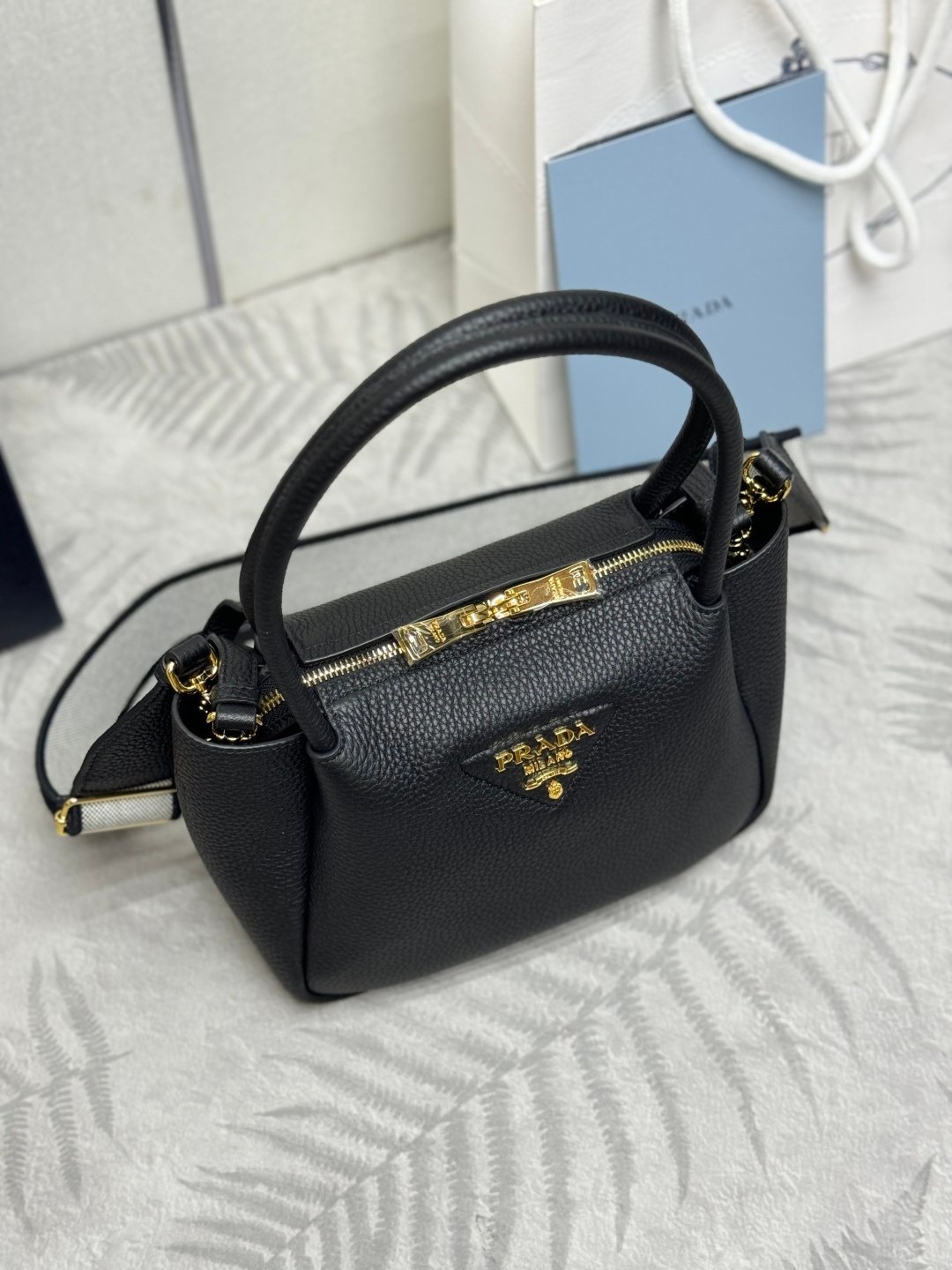 Sac Prada en cuir grainé – Style iconique avec bandoulière amovible – Image 22