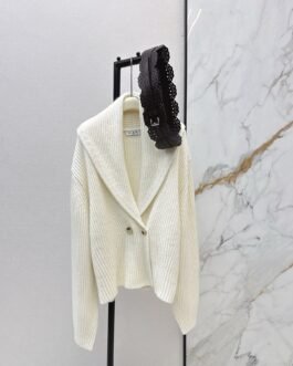 Cardigan Alaïa en maille côtelée oversize – Veste tricotée luxe coupe élégante