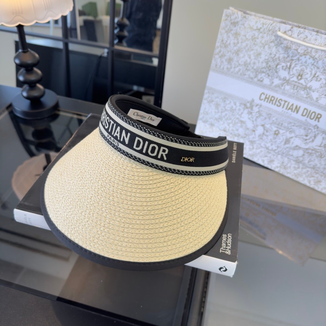 Visière en paille “DiorClub” Christian Dior – bande signature jacquard