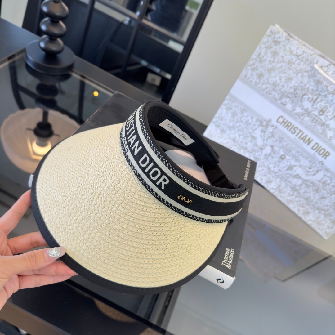 Visière en paille “DiorClub” Christian Dior – bande signature jacquard