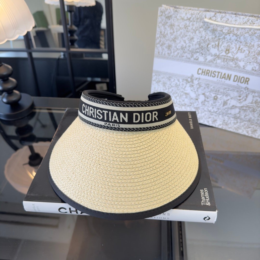 Visière en paille “DiorClub” Christian Dior – bande signature jacquard