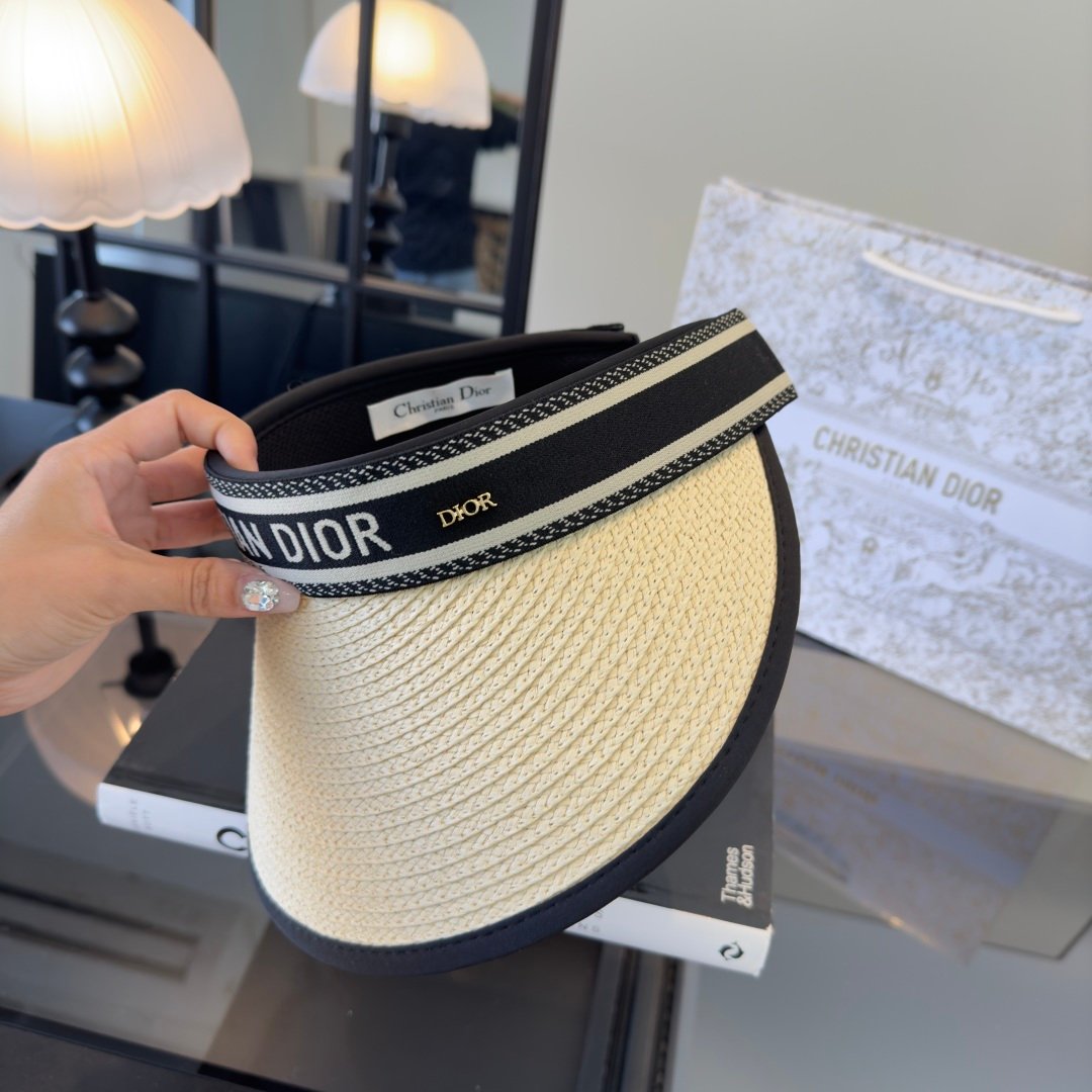 Visière en paille “DiorClub” Christian Dior – bande signature jacquard