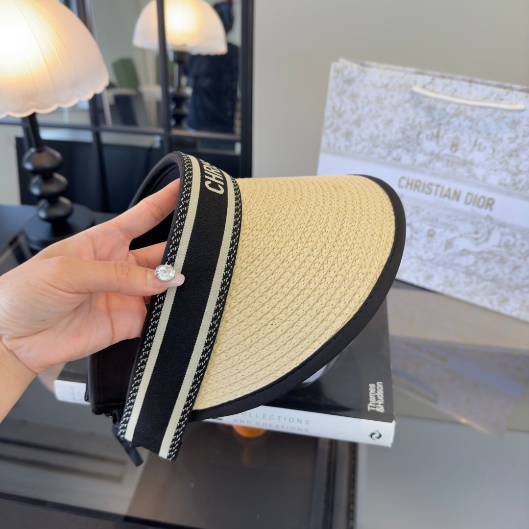 Visière en paille “DiorClub” Christian Dior – bande signature jacquard