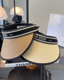 Visière en paille “DiorClub” Christian Dior – bande signature jacquard