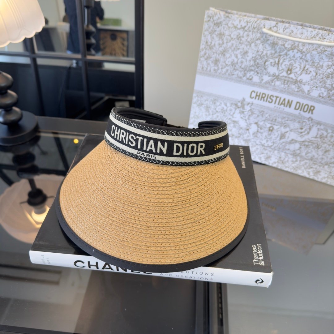 Visière en paille “DiorClub” Christian Dior – bande signature jacquard