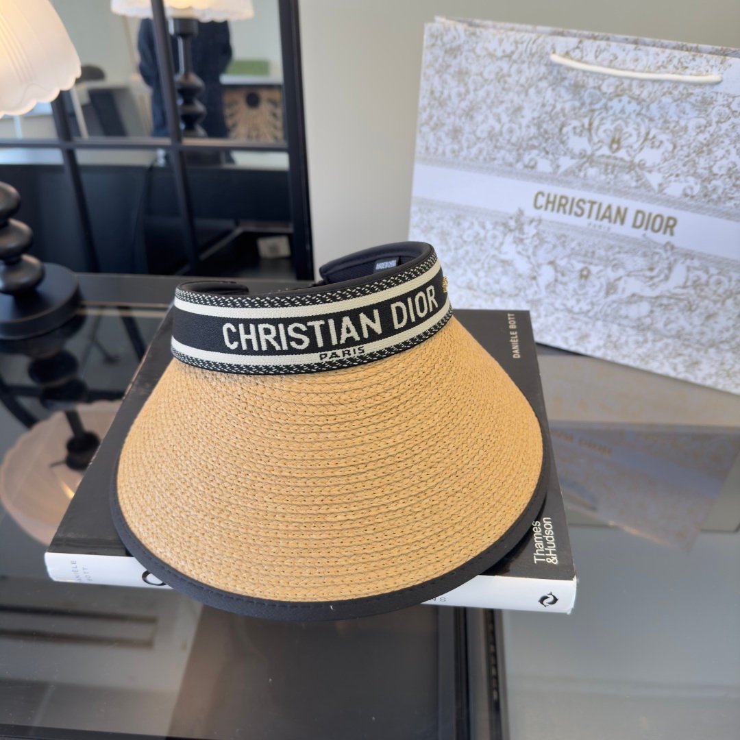 Visière en paille “DiorClub” Christian Dior – bande signature jacquard