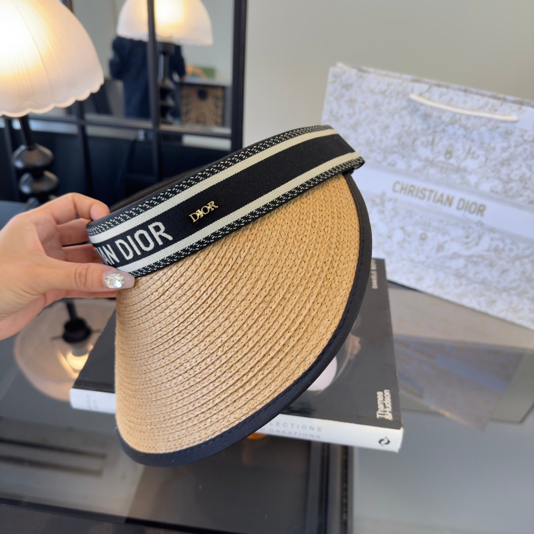 Visière en paille “DiorClub” Christian Dior – bande signature jacquard