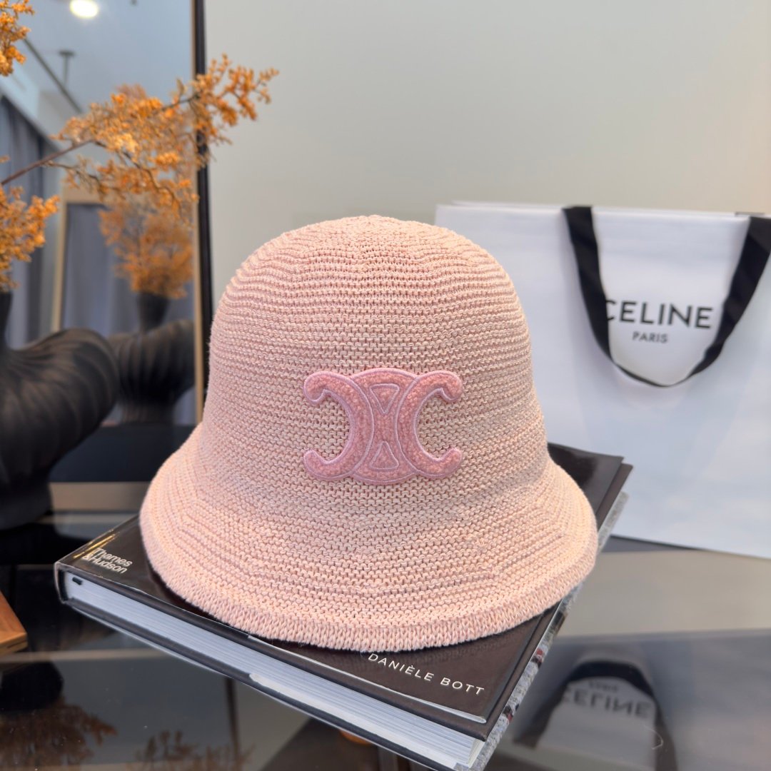 Celine Triomphe Raffia Bucket Hat en raphia beige avec logo Triomphe marron – chapeau luxe été iconique – Image 9