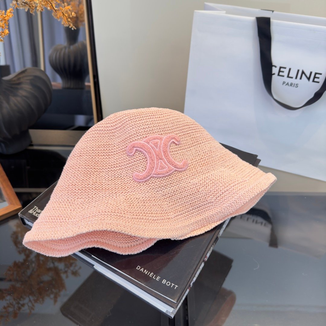 Celine Triomphe Raffia Bucket Hat en raphia beige avec logo Triomphe marron – chapeau luxe été iconique – Image 17