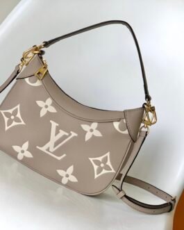 Sac Louis Vuitton Bagatelle NM en cuir Monogram Empreinte Tourterelle Crème