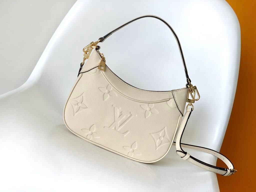 Sac Louis Vuitton Bagatelle NM en cuir Monogram Empreinte Crème