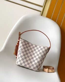 Sac Louis Vuitton All In BB en toile Damier Azur et cuir naturel