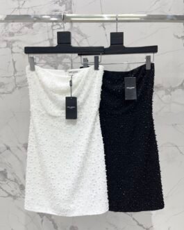 Robe bustier Saint Laurent ornée de perles et sequins