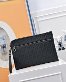 Pochette Porte-Documents Bottega Veneta Intrecciato avec Poche Zippée