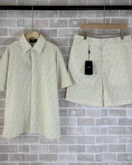 Ensemble Chemise et Bermuda Fendi en Lin Beige