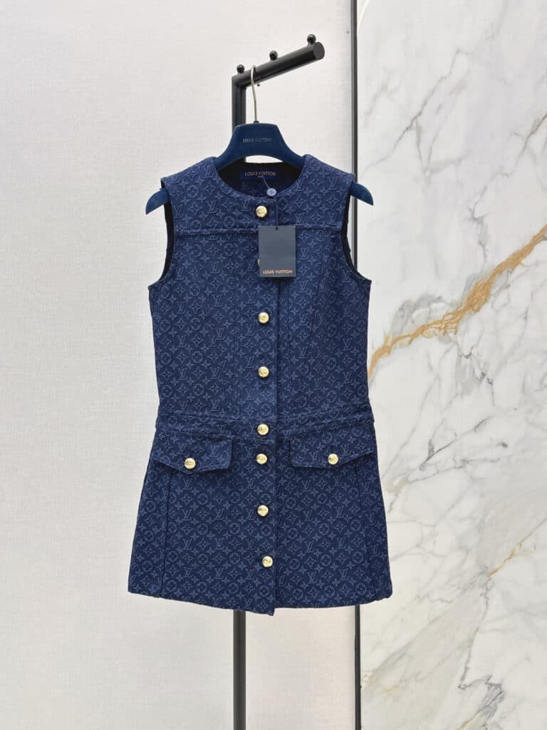 Robe Louis Vuitton Monogram en Jacquard Boutonnée